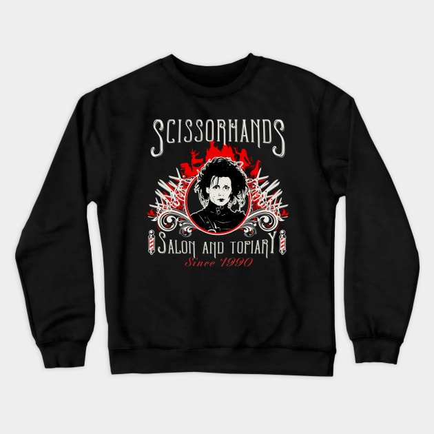 Scissorhands Salon and Topiary Crewneck Sweatshirt by Alema Art